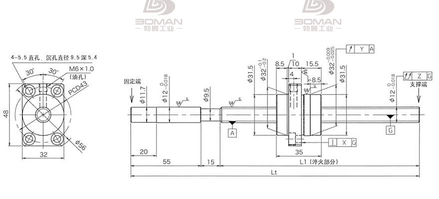 KURODA HG1230QS-BEZR-0500A c5级精密研磨丝杆黑田